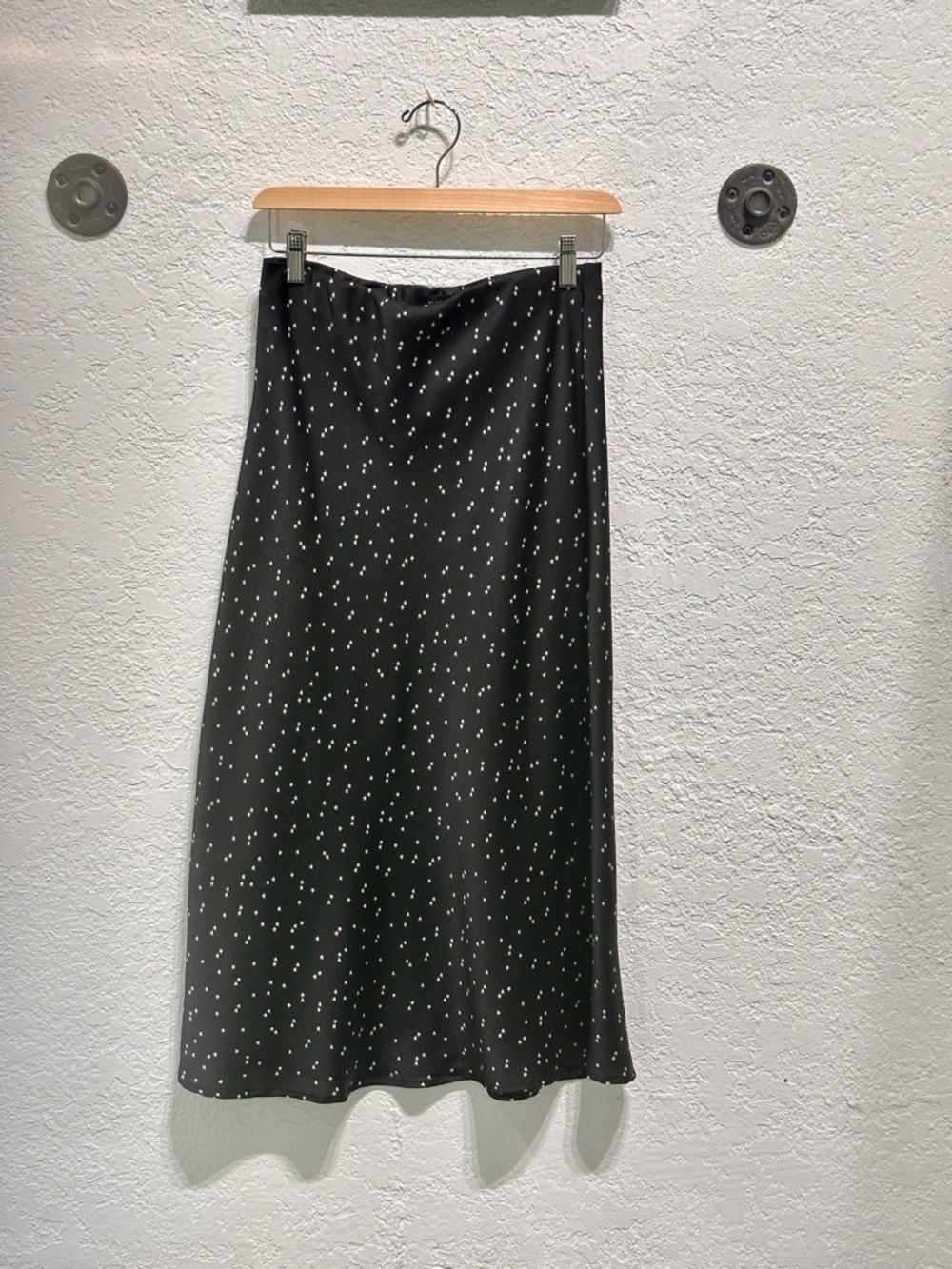 Mini White Stars Satin Midi Skirt